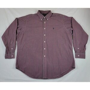 Ralph Lauren Classic Fit Plaid Button Down Shirt Mens XL Purple Red Long Sleeve